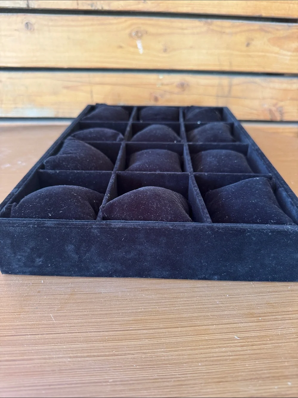 12 slot Velvet Jewelry Watch Display Tray with Padded Cushions - Black